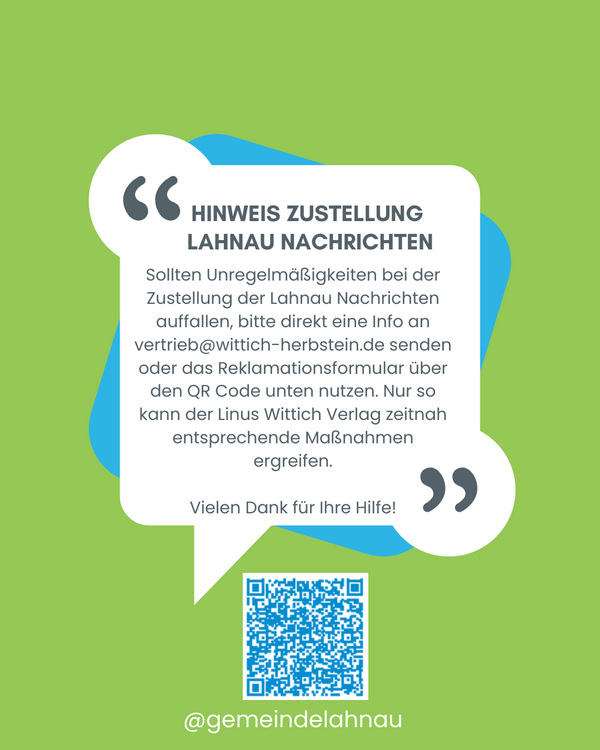 Hinweis Zustellung Lahnau Nachrichten 